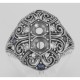 4.5mm Semi Mount / Sapphire Filigree Ring - Art Deco Style - Sterling Silver - FR-11-SEMI-CZ
