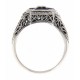 Unique Art Deco Style Amethyst, Onyx, Diamond Filigree Ring Sterling Silver - FR-1103-O-AM