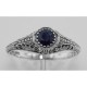 Victorian Style Sapphire Filigree Ring Sterling Silver - FR-117-S