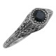 Victorian Style Sapphire Filigree Ring Sterling Silver - FR-117-S