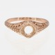 Vintage Inspired Semi Mount Art Deco Style 14kt Rose Gold Filigree Ring 4.5 mm Center - FR-117-SEMI-RG