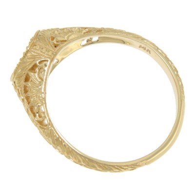 Semi Mount Art Deco Style 14kt Yellow Gold Filigree Ring 4.5 mm Center - FR-117-SEMI-YG