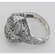 Victorian Style Camphor Glass Crystal Filigree Diamond Ring Sterling Silver - FR-1170-SR