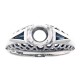 Art Deco Style  Filigree Semi Mount Ring Sapphire Accents Sterling Silver - FR-118-SEMI