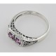 CZ Vintage Style Ring w/ 2 Diamonds - Sterling Silver - FR-119-PINK