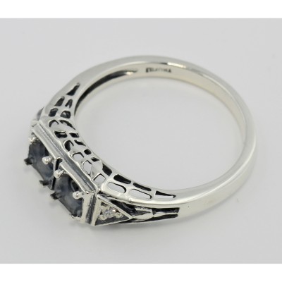 Semi Mount Filigree Ring w/ 2 Diamonds - Sterling Silver - FR-119-SEMI