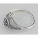 Art Deco Style Amethyst Filigree Ring w/ 4 Diamonds -  Sterling Silver - FR-121-AM