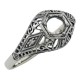 Semi Mount Art Deco Diamond Filigree Ring - Sterling Silver - FR-121-SEMI