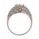 Semi Mount Art Deco Diamond Filigree Ring - 14kt White Gold - FR-121-SEMI-WG