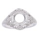 Semi Mount Art Deco Diamond Filigree Ring - 14kt White Gold - 6mm Center - FR-122-SEMI-WG-6