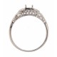 Semi Mount Art Deco Style 14kt White Gold Filigree Ring w/ 2 Diamonds - FR-123-SEMI-WG