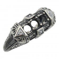 Art Deco Style Semi Mount Sterling Silver Filigree Ring w/ CZ Accents
