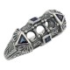 Art Deco Style Semi Mount Ring Sapphire Accents - Sterling Silver - FR-1238-S-SEMI