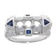 Art Deco Style Semi Mount Ring Sapphire Accents - 14kt White Gold - FR-1238-S-SEMI-WG