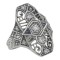 Art Deco Style CZ / Genuine Sapphire Filigree Ring - Sterling Silver