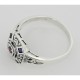 Sapphire / Ruby Filigree Ring - Deco Style - Sterling Silver - FR-1269-R
