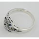 Art Deco Style Semi Mount Sapphire Filigree Ring - Sterling Silver - FR-1269-SEMI