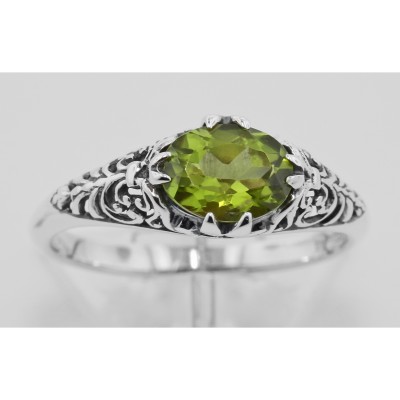 Peridot Filigree Ring - Sterling Silver - FR-127-P Peridot Filigree Ring - Sterling Silver - FR-127-P