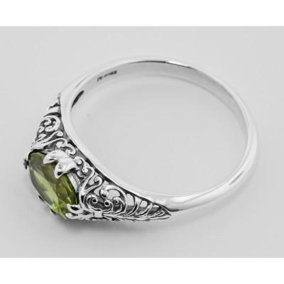 Peridot Filigree Ring - Sterling Silver - FR-127-P