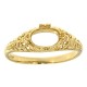 Semi Mount Art Deco Style 14kt Yellow Gold Filigree Ring 6 x 8mm Oval - FR-127-SEMI-YG