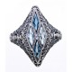 Art Deco Style Ring with London Blue Topaz - Blue Topaz - Sterling Silver - FR-1828-BT-LBT
