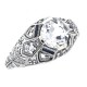 Art Deco Style White Topaz Filigree Ring Sapphire Accents Sterling Silver - FR-1832-S-WT
