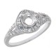 Art Deco Style 14kt White Gold Semi Mount Diamond Filigree Ring - FR-1834-SEMI-WG