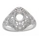 Art Deco Style 14kt White Gold Semi Mount Diamond Filigree Ring - FR-1837-D-SEMI-WG