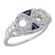 2 - 5mm Stone Filigree Semi Mount Diamond Ring Sapphires 14kt White Gold - FR-1846-S-D-SEMI-WG