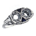 Semi Mount for 2 - 5mm Stones White Topaz Ring Sapphires Sterling Silver