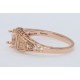 5mm Semi Mount Art Deco Style 14kt Rose Gold Filigree Ring w/ 2 Diamonds