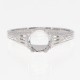 14kt White Gold Semi Mount For 6.5mm Gemstone Antique Style Solitaire Filigree Ring Sterling - FR-1852-SEMI-WG