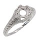 14kt White Gold Semi Mount Ready for a 6.2mm Center Gemstone Classic Victorian Style Filigree Ring - FR-1860-SEMI-WG