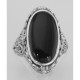 Victorian Style Lapis  Diamond Black Onyx Filigree Flip Ring Sterling Silver - FR-192-O-L