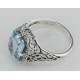 Antique Style 2 1/2 Carat Blue Topaz Filigree Ring - Sterling Silver - FR-193-BT