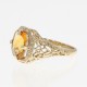 Vintage Style 2 Carat Golden Yellow Natural Citrine Filigree Ring - 14kt Yellow Gold - FR-193-C-YG