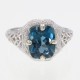 Art Deco Style 2 Carat Natural London Blue Topaz Filigree Ring - 14kt White Gold - FR-193-LBT-WG