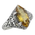 Citrine Filigree Ring - Sterling Silver