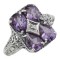 Four Stone Amethyst Filigree Ring - Sterling Silver