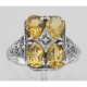 Unique Four Stone Genuine Citrine and Diamond Filigree Ring Sterling Silver - FR-237-C Unique Four Stone Genuine Citrine and Diamond Filigree Ring Sterling Silver - FR-237-C