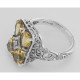 Unique Four Stone Genuine Citrine and Diamond Filigree Ring Sterling Silver - FR-237-C Unique Four Stone Genuine Citrine and Diamond Filigree Ring Sterling Silver - FR-237-C