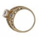 Art Deco CZ and Diamond Filigree Ring - 14kt Yellow Gold
