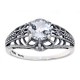 Art Deco Style White Topaz Filigree Ring with Four Diamonds Sterling 925 - FR-332-WT