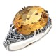 Beautiful 8.9 Carat Geniune Golden Citrine Filigree Ring - Sterling Silver - FR-423-C
