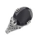 Beautiful Oval Black Onyx Filigree Ring - Sterling Silver - FR-423-O