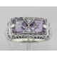 Art Deco Style Genuine Amethyst Filigree Ring - Sterling Silver - FR-475-AM