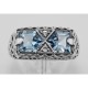 Antique Style 2 Stone Blue Topaz Filigree Ring Sterling Silver - FR-475-BT