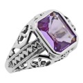 2 1/2 Carat Amethyst Filigree Ring - Sterling Silver