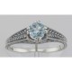 Beautiful Victorian Style Blue Topaz Solitaire Filigree Ring Sterling Silver - FR-55-BT