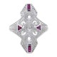 Art Deco Style Filigree Semi Mount Ring with Ruby Accents 14kt White Gold - FR-60-SEMI-R-WG